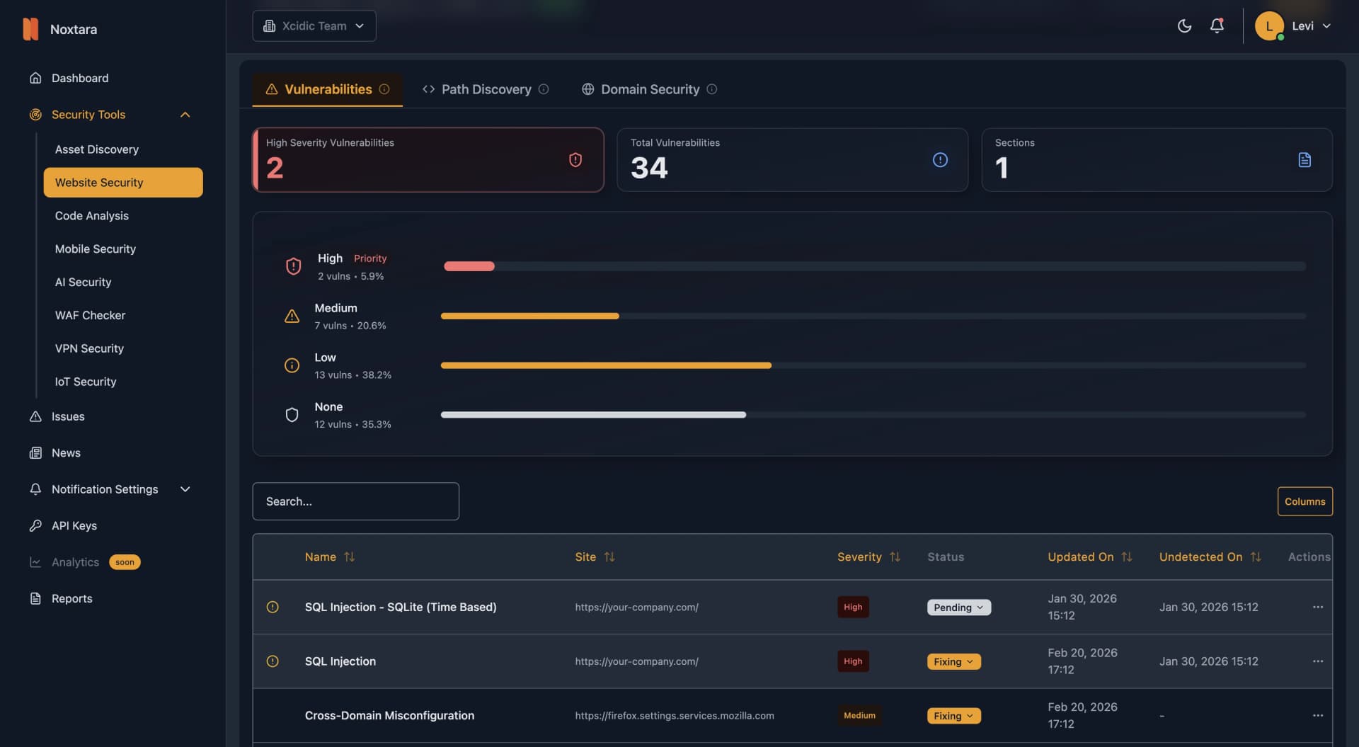 Noxtara app security view